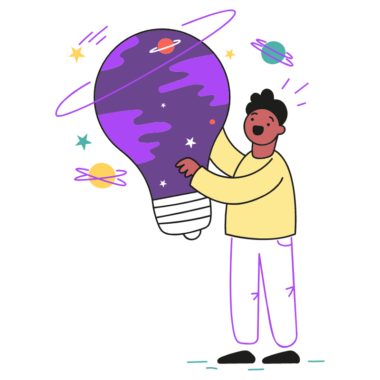 Person holding light globe representing the universe