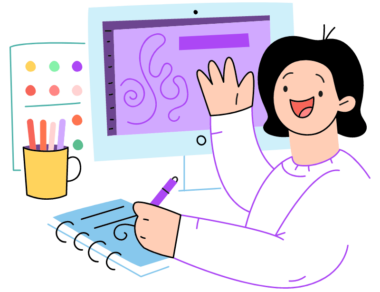 Woman designing a website