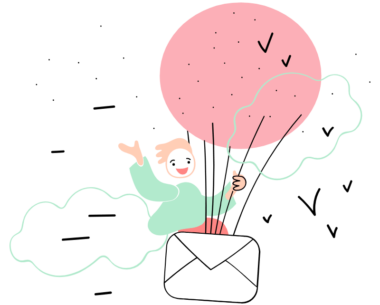 Person riding envelope hot air balloon